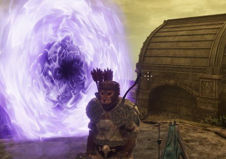 character-sitting-in-shivering-isles-with-the-portal-to-cyrodiil-in-the-background-in-oblivion-remastered.jpg
