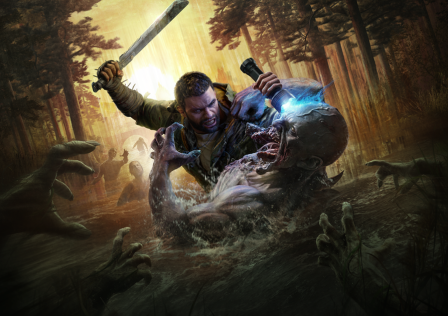 Dying-Light-The-Beast-header-image-showing-a-man-using-a-blade-to-attack-a-zombie.png